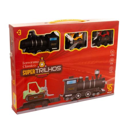 Ferrorama Trem Clássico Super Trilhos Locomotiva Com Luz E Som 45 Pçs