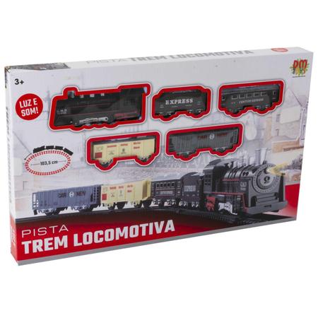 Trem eletrico ferrorama maquina locomotiva com trilhos e vagoes grande  brinquedo com luz e som - Gimp - Autorama e Ferrorama - Magazine Luiza