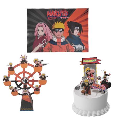 TOPO DE BOLO FESTA ANIVERSÁRIO NARUTO SHIPPUDEN - 4 UN - Casa das