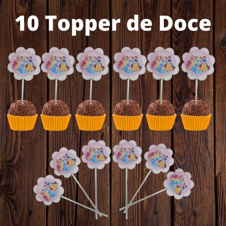 Festa Em Casa Princesas Decoração Aniversário Topo Bolo Simples