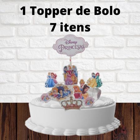 Topo Para Bolo Princesa de Papel com suporte para colocar no bolo