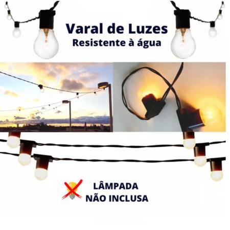 Imagem de Festão  30MT Varal De Luzes Gambiarra Lâmpadas Decoração 