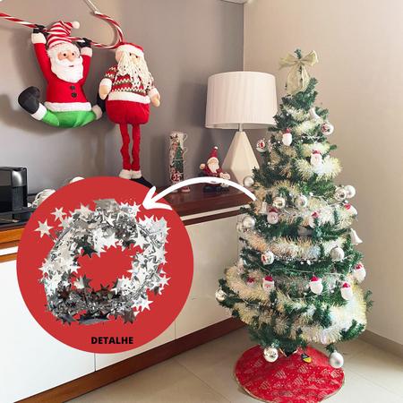 Imagem de Festão Fitinha de Estrelas Decoração Árvore de Natal Prateado