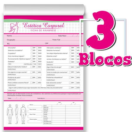 Ficha Anamnese OZONIOTERAPIA e Controle de procedimento A4 - Colorido -  Papel Offset 90gr - Blocos com 50fls cada