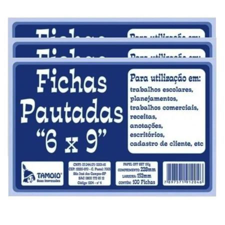 Imagem de Ficha Pautada 6x9 150g C/100 Fichas - Tamoio