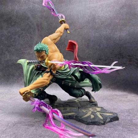 Imagem de Figura de Ação Roronoa Zoro - One Piece - 10cm - 3 Lâminas