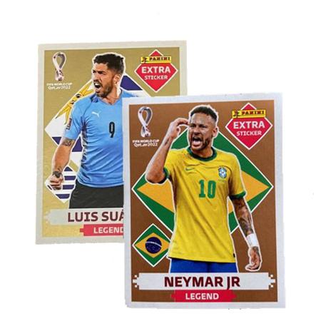Figurinha Extra Luis Suarez Gold e Neymar Bronze Copa Panini