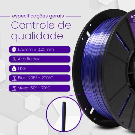 Imagem de Filamento PLA Duo Color Lilas com Preto Premium 1Kg Duas Cores V-Silk 1,75mm Para Impressora 3D - Voolt3D Oficial