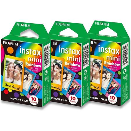 Imagem de Filme Papel Fotográfico Polaroid Fujifilm Instax Mini Rainbow 30 Fotos 54x86mm P/ Câmera Instax Mini 7, 8, 9, 11, LiPlay