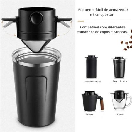 Imagem de Filtro Cafe Mini Coador de Café Portátil Dobrável Aço Inox Reutilizavel Cozinha