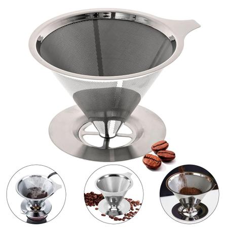 Filtro Coador Inox Premium Café S/ Papel Peneira Inoxidável - Top Chef Imagem de Filtro Coador Inox Premium Café S/ Papel Peneira Inoxidável