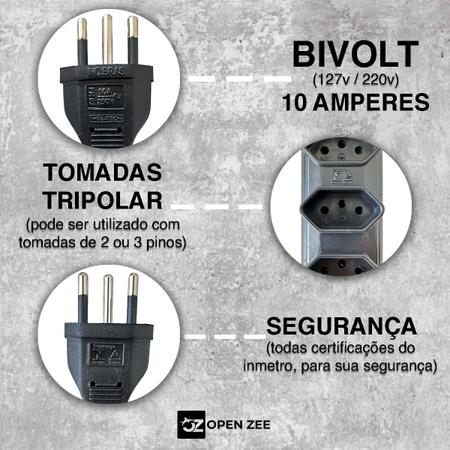 Filtro de Linha 3 Tomadas Régua 110/220v Bivolt Universal C/ Protetor Descarga de Energia - OPEN ZEE Imagem de Filtro de Linha 3 Tomadas Régua 110/220v Bivolt Universal C/ Protetor Descarga de Energia