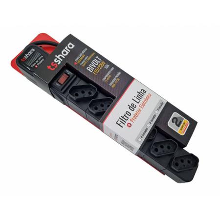 Filtro de linha Ts shara + Protetor 6 Tomadas 1,5M - 554 Imagem de Filtro de linha Ts shara + Protetor 6 Tomadas 1,5M - 554
