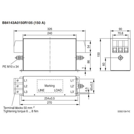 Imagem de Filtro Emc/Rfi Tdk Epcos 150A Ilk 5Ma