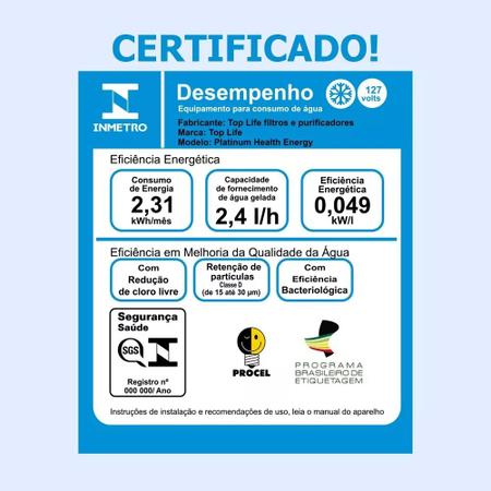 Imagem de Filtro Purificador Água c/ Super Ozonio Gelada Bactericida Preto 127V Flex Oxi - Top life