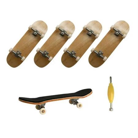Fingerboard Skate Dedo Profissional Madeira Rolamento Kit 4