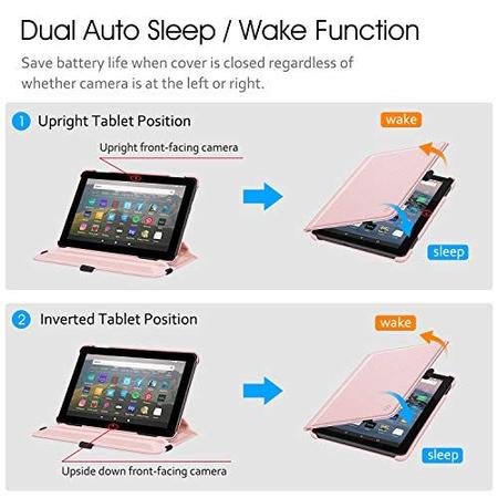 Imagem de Fintie Case para novo Amazon Fire HD 8 e Fire HD 8 Plus Tablet (10ª Geração, Versão 2020) - Tampa protetora giratória giratória de 360 graus com duplo auto-sono wake, rose gold