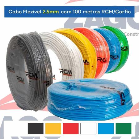 Imagem de Fio Elétrico Cabo Flexível 2,5Mm Com 100 Metros Rcm/Corfio P