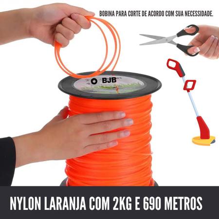 Imagem de Fio Nylon Aparador Grama 1.8Mm 690 Metros Laranja 2Kg