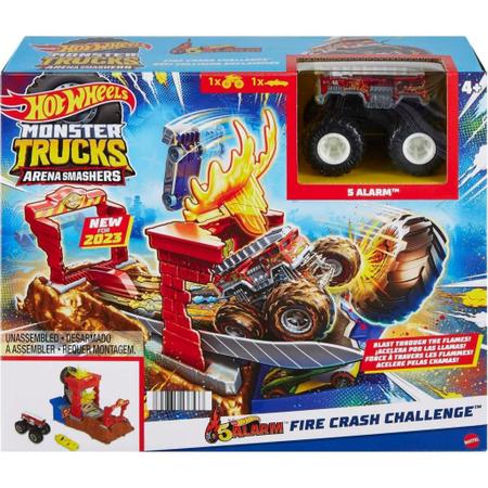 Hot Wheels Monster Trucks Arena Smashers Bone Shaker Tire Press Cha