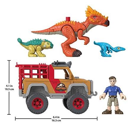 Imagem de Fisher-Price Imaginext Jurassic World Camp Cretáceo Runaway Dinos, Ben and Bumpy, 5 Peças De Brinquedo de Dinossauro, Figura e Conjunto de Veículos para Crianças Pré-Escolares Idades 3 e Up Exclusivo da Amazônia