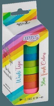 Imagem de Fita Adesiva colorida Washi Tape Fresh Slim 10 cores BRW