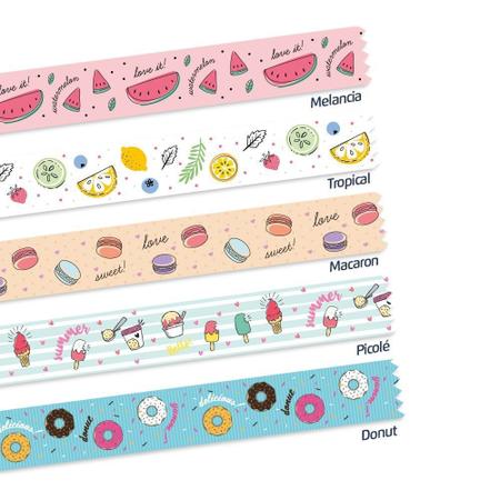 Fita Adesiva Decorada Washi Tape Food Trends 12,5X3M Bl Com 05 - GNA Imagem de Fita Adesiva Decorada Washi Tape Food Trends 12,5X3M Bl Com 05 - GNA