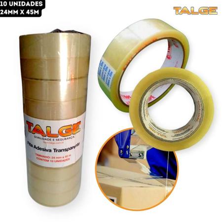 Imagem de Fita Adesiva Durex Transparente Resistente Talge - 24mm x 45m 24x45 - pct 10 Unidades