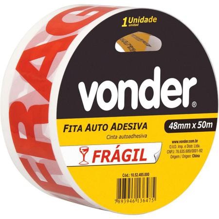 Imagem de Fita adesiva para embalagem 48mmx50m branca frágil - Vonder