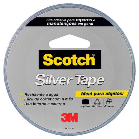 Imagem de fita adesiva silver tape prata 3m scotch 45mm x 25m profissional
