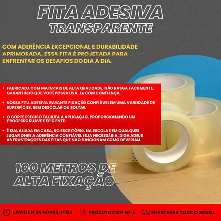 Imagem de Fita Adesiva Transparente 45mm x 100 Metros Caixa Com 5 unid