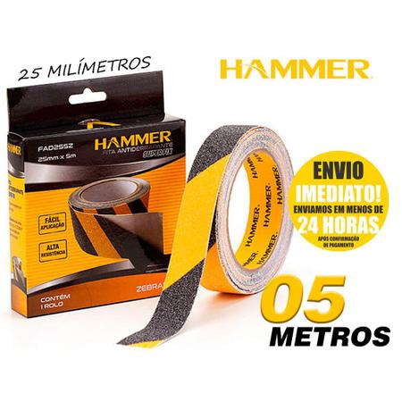 Imagem de Fita Antiderrapante Zebrada 25mm X 5 Metros Hammer