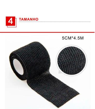 Fita Atadura Elástica Esportiva cor Preta Kit 4 Unidades 5x4,5 mts - Estilo Boleiro Imagem de Fita Atadura Elástica Esportiva cor Preta Kit 4 Unidades 5x4,5 mts - Estilo Boleiro