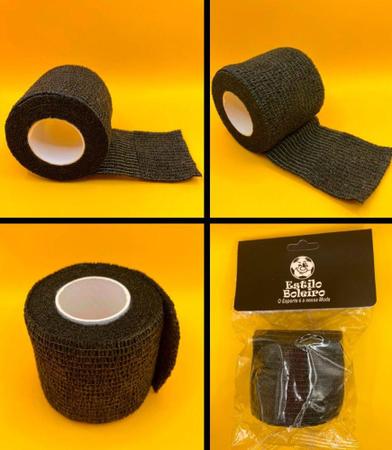 Fita Atadura Elástica Esportiva cor Preta Kit 4 Unidades 5x4,5 mts - Estilo Boleiro Imagem de Fita Atadura Elástica Esportiva cor Preta Kit 4 Unidades 5x4,5 mts - Estilo Boleiro