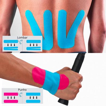 Imagem de Fita Bandagem Elástica Adesiva Kinesio Tape Dor Muscular Exercicios Academia Exercício Funcional