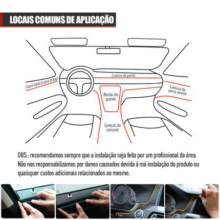 Imagem de Fita Barra Led P/ Painel Amarelo Nissan Tiida 2008 2009 2010 2011 2012 2013 Interna Cortesia Ambiente Top