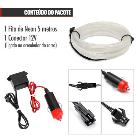 Imagem de Fita Barra Led P/ Painel Azul Gelo Claro Bebê Fiat Bravo 2010 2011 2012 2013 Interna Cortesia Ambiente Top