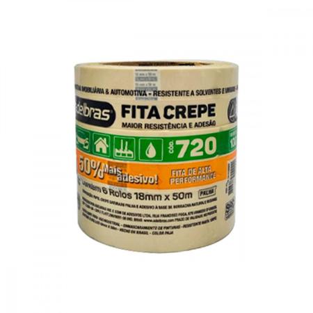 Imagem de Fita Crepe Adelbras 720 18Mm X 50Mt . / Kit C/ 6 Rolos