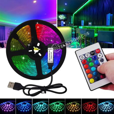 Imagem de Fita De LED 5050 Multicolor Com Controle Remoto USB Luz Forte Brilhantes Super Decoração TB5048