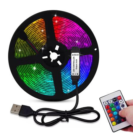 Imagem de Fita De LED 5050 Multicolor Com Controle Remoto USB Luz Forte Brilhantes Super Decoração TB5048