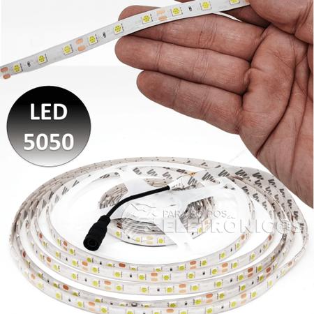 Imagem de Fita De Led 5050 Rolo 5 Metros 300 Led Siliconada Adesivada Com Fonte 12V 50506KFON