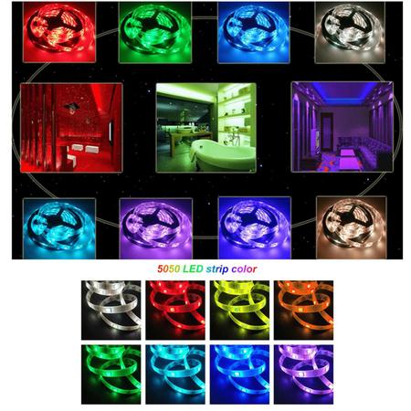 Fita Led Rgb 5050 Sensor De Som E Musica Blacklight Tv 2 Mts - R$ 58,9