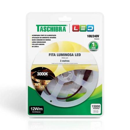 Imagem de Fita De Led Taschibra Bivolt 12W 3M 3000K