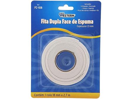 Imagem de Fita Dupla Face de Espuma Western FC-108  - 1,8cm x 2,7m Branca