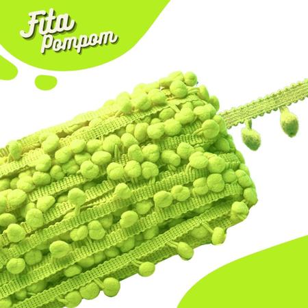 Imagem de Fita Grelot Pompom Verde Neon 30mm - Com 25 Metros - BRX