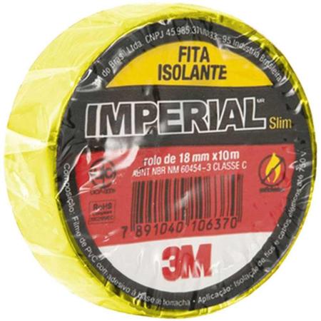 Imagem de Fita Isolante 18mm x 10m IMPERIAL Amarela 3M