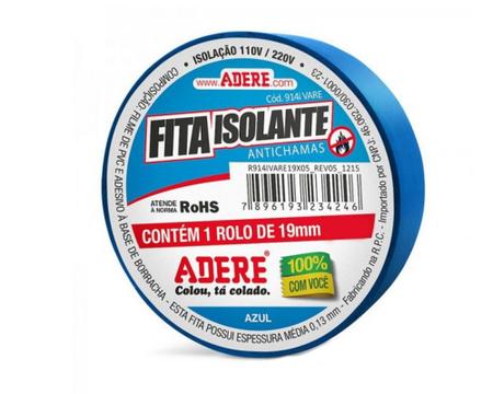 Imagem de Fita Isolante Adere Colorida 19Mmx05M Azul c/6pcs