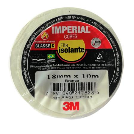 Imagem de FITA ISOLANTE IMPERIAL BRANCA 18mmX10m - 3M