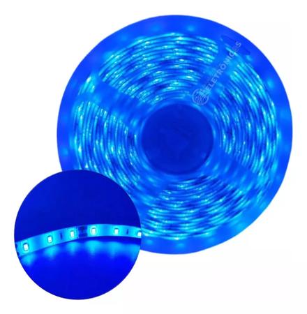 Imagem de Fita LED 3528 Azul Rolo Com 5 Metros e 300 LEDs Siliconada E Adesivo 480 Lumens  TB5021