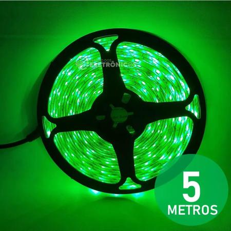 Imagem de Fita LED 3528 Verde Rolo Com 5 Metros e 300 LEDs Siliconada E Adesivo 480 Lumens  TB5022